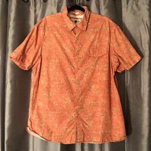 BlackBrown1826 Orange Floral Short Sleeve Shirt XL
